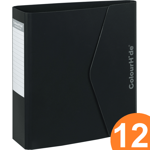 Colourhide Lever Arch File Folder Secure Closure Flap Polypropylene Black Box 12 6608002J (Box 12) - SuperOffice