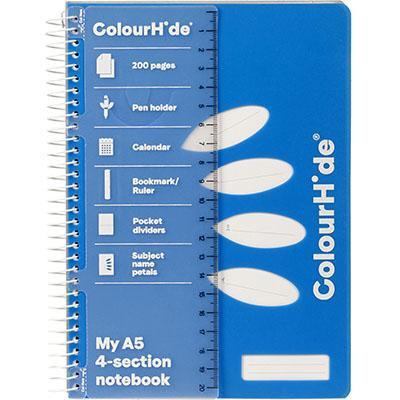 Colourhide My 4-Section Notebook 200 Page A5 Blue 1717801G - SuperOffice