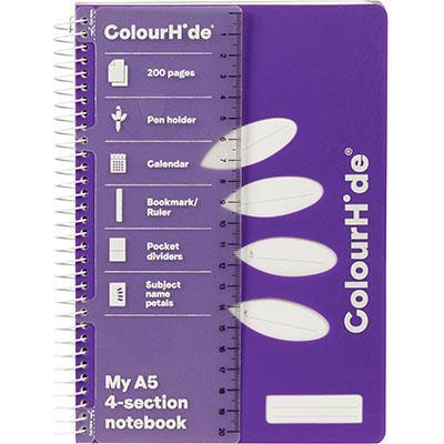 Colourhide My 4-Section Notebook 200 Page A5 Purple 1717819G - SuperOffice