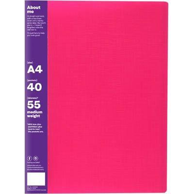 Colourhide My Big Display Book 40 Pockets Medium Weight A4 Pink 2055209 - SuperOffice