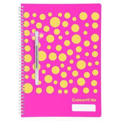 Colourhide My Designer Notebook Protective Cover Wiro Bound A4 60 Leaf Pink 1719809H - SuperOffice