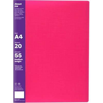 Colourhide My Wingman Display Book 20 Pockets Medium Weight A4 Pink 2055109 - SuperOffice