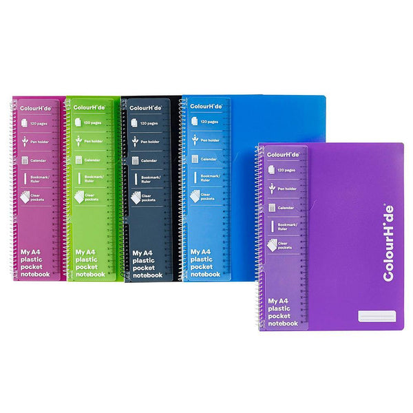 Colourhide Notebook With Pockets 120 Page A4 Assorted 1716999H - SuperOffice