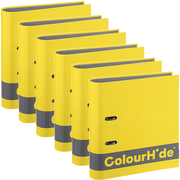 Colourhide Silky Touch Bright Yellow Lever Arch File Folder Binder A4 70mm 6 Pack 6606005 (6 Pack) - SuperOffice