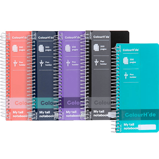 Colourhide Slimline Tall Notebook 200 Page Assorted 5 Pack 1716399K - SuperOffice
