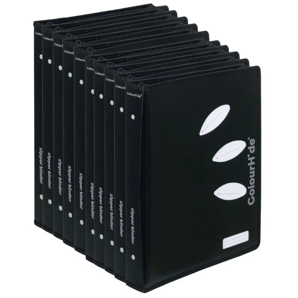ColourHide Zip Binder A4 2 D-Ring 25mm Black Bulk Pack 10 5800002J (Pack 10) - SuperOffice