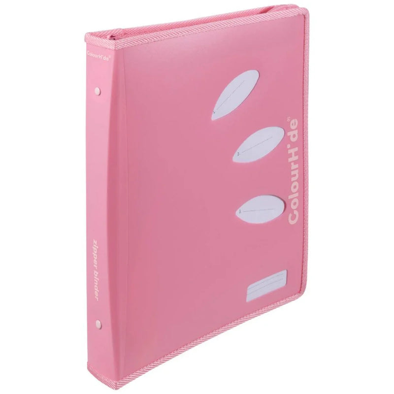 ColourHide Zip Binder A4 2 D-Ring 25mm Bubblegum Pink Bulk Pack 10 5800010M (Pack 10) - SuperOffice