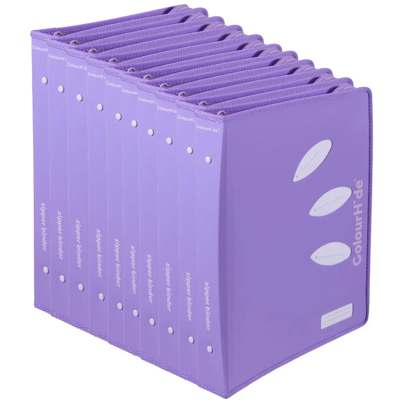 ColourHide Zip Binder A4 2 D-Ring 25mm Lavender Bulk Pack 10 5800019M (Pack 10) - SuperOffice
