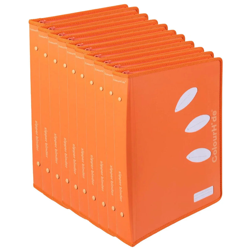 ColourHide Zip Binder A4 2 D-Ring 25mm Orange Tangerine Bulk Pack 10 5800018M (Pack 10) - SuperOffice