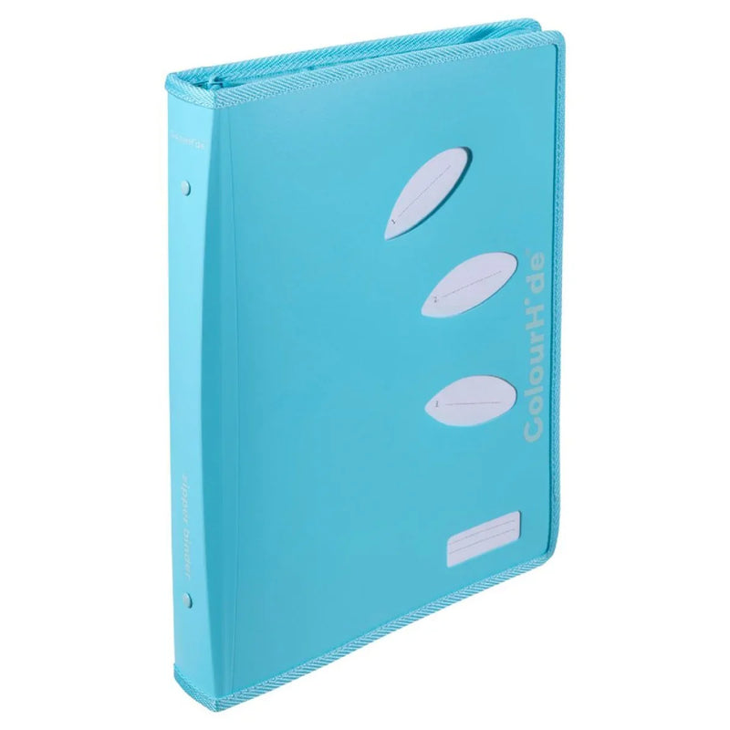 ColourHide Zip Binder A4 2 D-Ring 25mm Sky Blue Bulk Pack 10 5800032M (Pack 10) - SuperOffice
