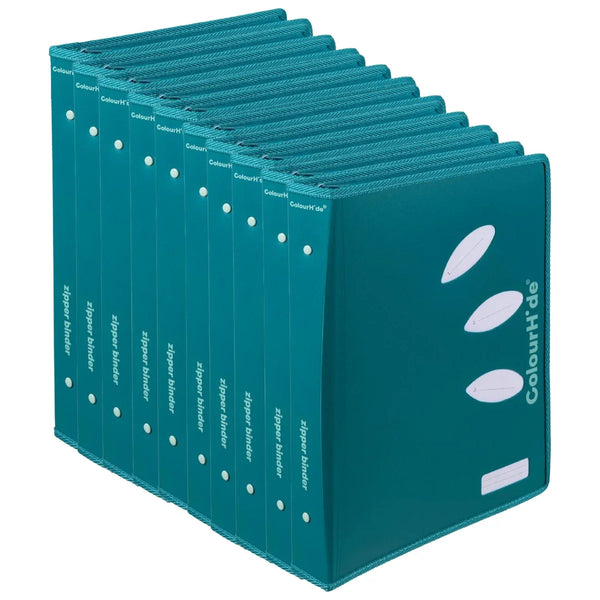 ColourHide Zip Binder A4 2 D-Ring 25mm Teal Green Bulk Pack 10 5800007M (Pack 10) - SuperOffice