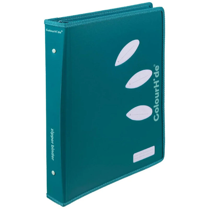 ColourHide Zip Binder A4 2 D-Ring 25mm Teal Green Bulk Pack 10 5800007M (Pack 10) - SuperOffice