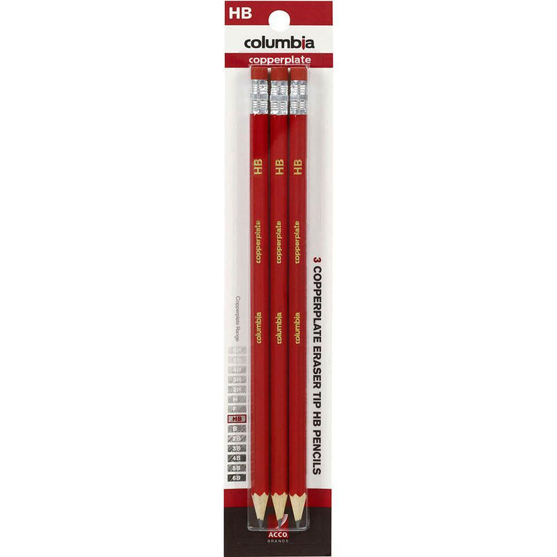 Columbia Copperplate Hb Pencil Eraser Tip Pack 3 61900CHB3 - SuperOffice