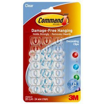 Command Adhesive Decorating Clips Clear Pack 20 Clips And 24 Strips XA006701552 - SuperOffice