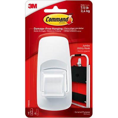 Command Adhesive Jumbo Hook White Pack 1 Hook And 4 Strips XA004194883 - SuperOffice