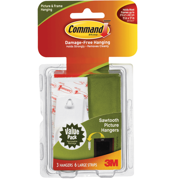 Command Adhesive Sawtooth Picture Hangers White Value | SuperOffice