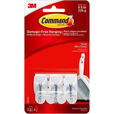 Command Adhesive Utensil Hook White Pack 3 Hooks And 4 Strips XA004193422 - SuperOffice
