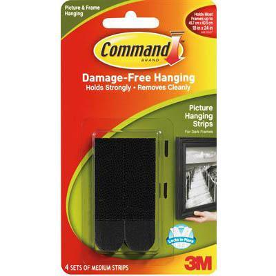 Command Picture Hanging Strips Medium Black Pack 4 Pairs XA006711528 - SuperOffice
