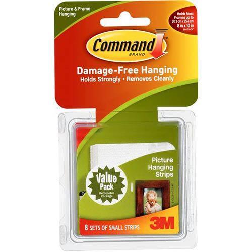 Command Picture Hanging Strips Small White Value Pack 8 Pairs XA006711551 - SuperOffice