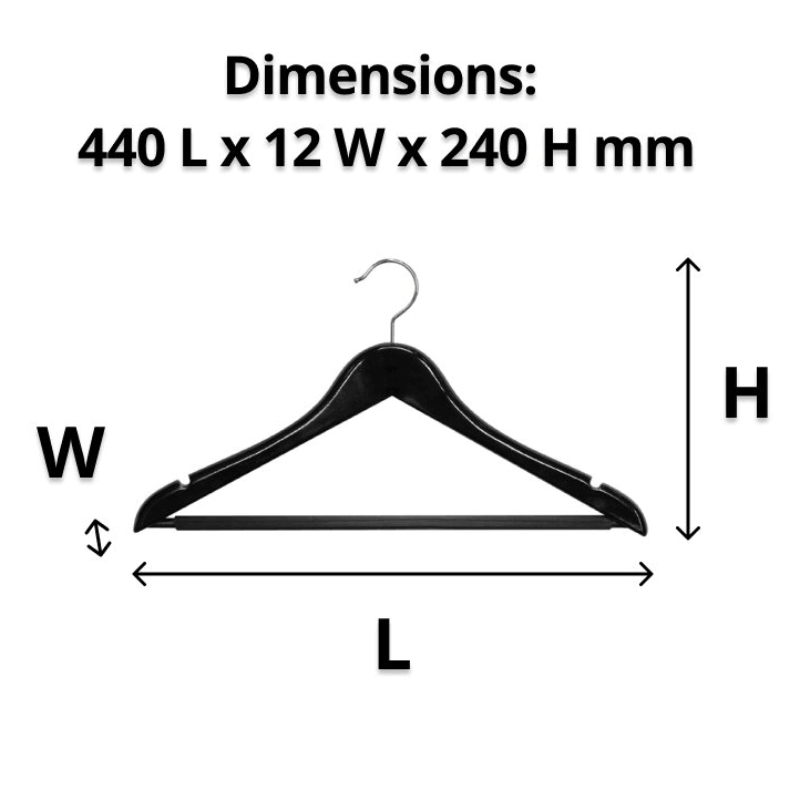 Compass Black Wood Standard Hook Clothes Coat Hanger Pack 100 Bulk 59122BLK (100 Pack) - SuperOffice