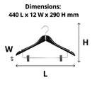 Compass Black Wood Standard Hook Clothes Coat Hanger With Clips Pack 100 Bulk 59126BLK (100 Pack) - SuperOffice