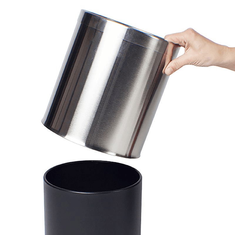 Compass Brushed Stainless Steel Bin Round With Liner 10L Litre 769445RB - SuperOffice