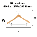 Compass Classic Wood Standard Hook Clothes Coat Hanger With Clips Pack 100 Bulk 59126 (100 Pack) - SuperOffice