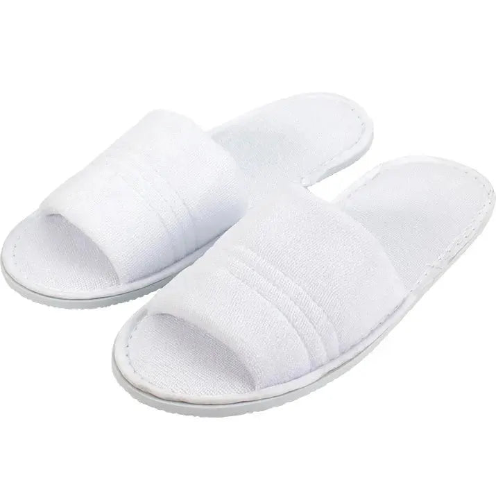 Compass Comfort Terry Cotton Slip On Slippers White Hotel/Bath/Guest Pack 100 Pairs Bulk 573102 (100 Pairs) - SuperOffice