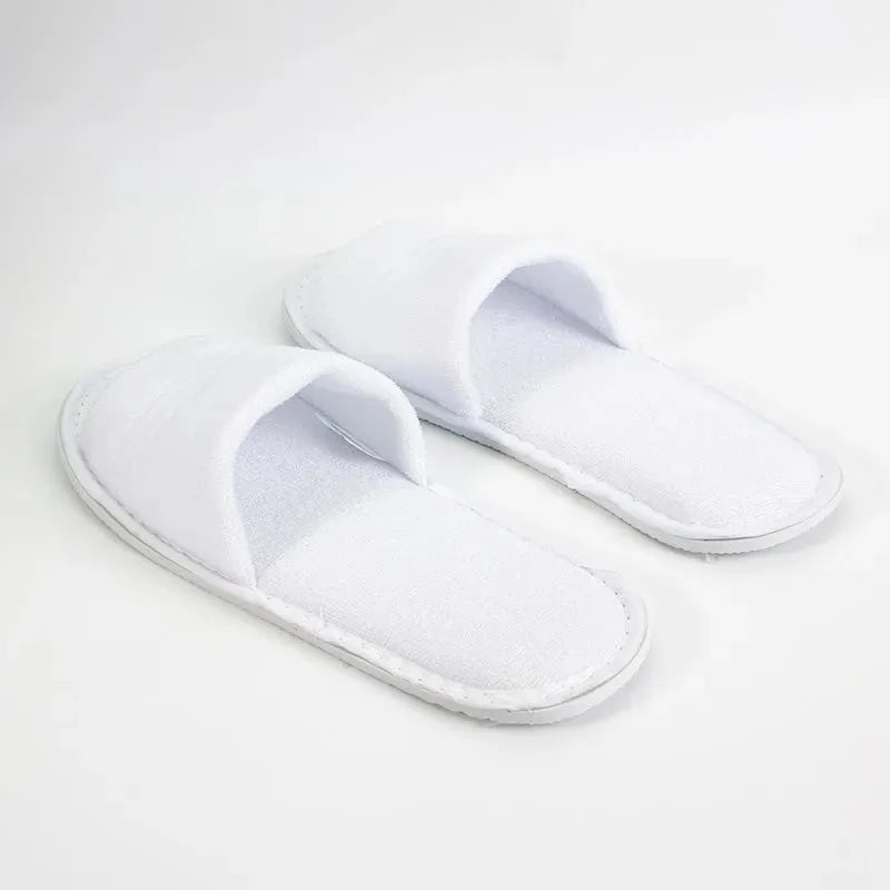 Compass Comfort Terry Cotton Slip On Slippers White Hotel/Bath/Guest Pack 100 Pairs Bulk 573102 (100 Pairs) - SuperOffice