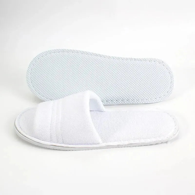 Compass Comfort Terry Cotton Slip On Slippers White Hotel/Bath/Guest Pack 100 Pairs Bulk 573102 (100 Pairs) - SuperOffice