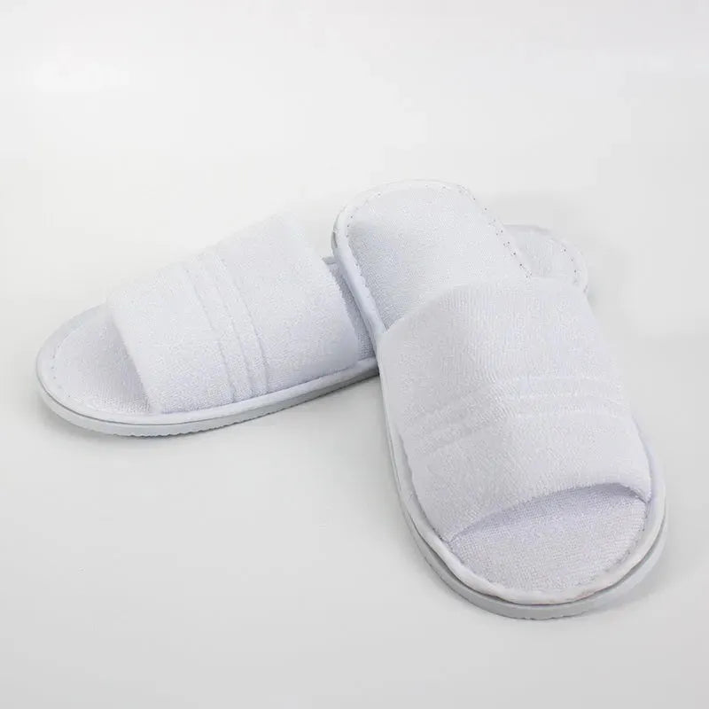 Compass Comfort Terry Cotton Slip On Slippers White Hotel/Bath/Guest Pack 100 Pairs Bulk 573102 (100 Pairs) - SuperOffice