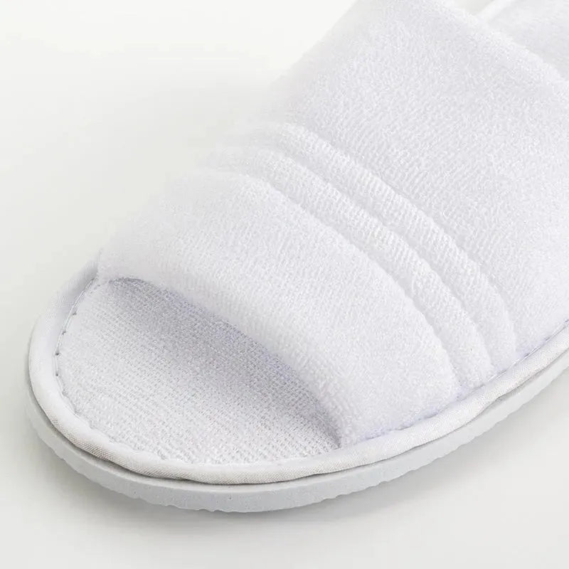Compass Comfort Terry Cotton Slip On Slippers White Hotel/Bath/Guest Pack 100 Pairs Bulk 573102 (100 Pairs) - SuperOffice