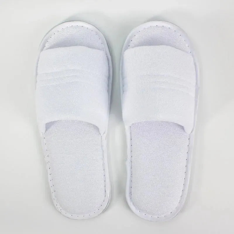 Compass Comfort Terry Cotton Slip On Slippers White Hotel/Bath/Guest Pack 100 Pairs Bulk 573102 (100 Pairs) - SuperOffice