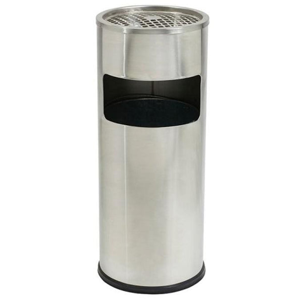 Compass Stainless Steel Lobby Bin With Ashtray 10L 761250 - SuperOffice