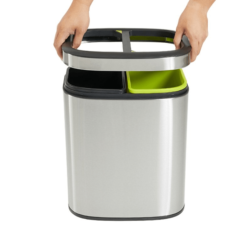 Compass Stainless Steel Waste & Recycle Bin 20 Litre 762120 - SuperOffice