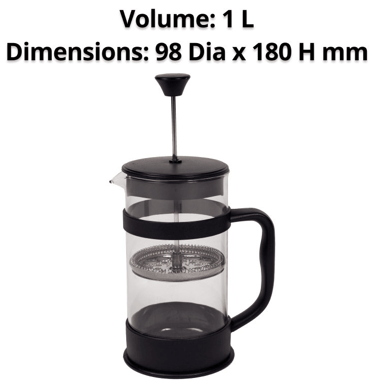 Connoisseur Coffee/Tea Plunger 8 Cup 1L 98x180mm Black/Clear 531108 - SuperOffice