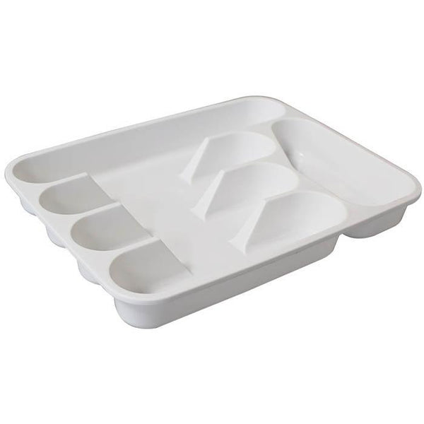 Connoisseur Cutlery Tray 5 Compartment Organiser White Forks Knives Spoons 7527031 - SuperOffice