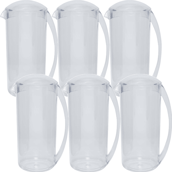Connoisseur Water Jug Flask Plastic With Lid 2L Clear Transparent 6 Pack 5380020 (6 Pack) - SuperOffice