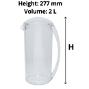 Connoisseur Water Jug Flask Plastic With Lid 2L Clear Transparent 6 Pack 5380020 (6 Pack) - SuperOffice