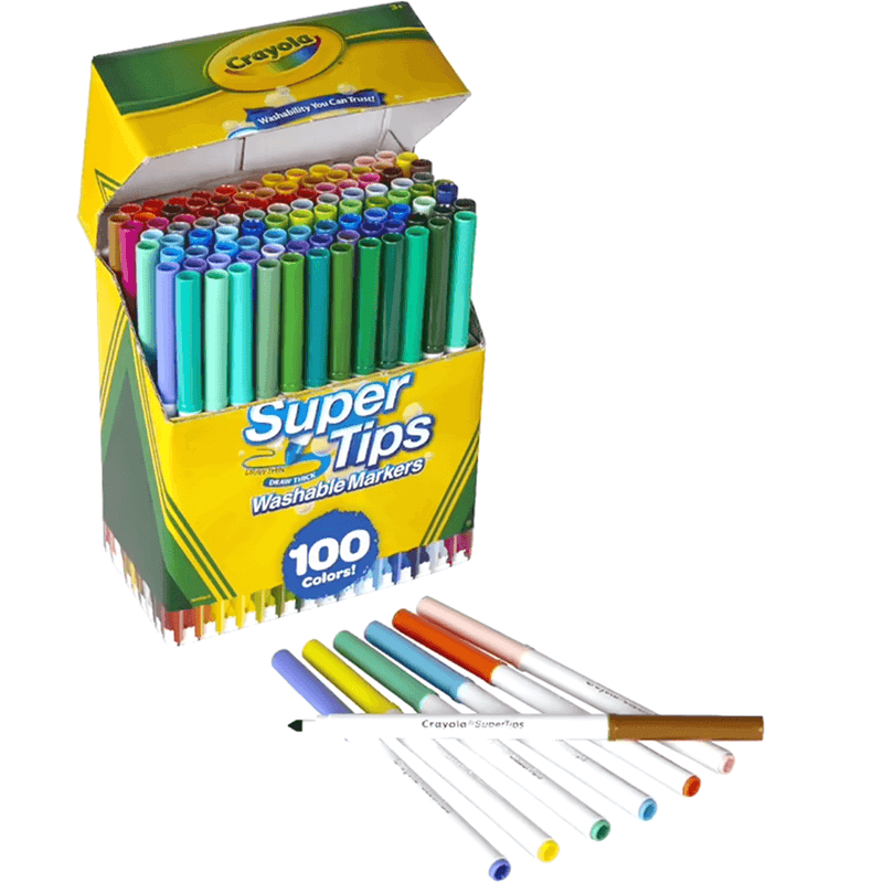 Crayola 100 SuperTips Washable Colour Markers Super Tips Pack Box 58 5100 - SuperOffice