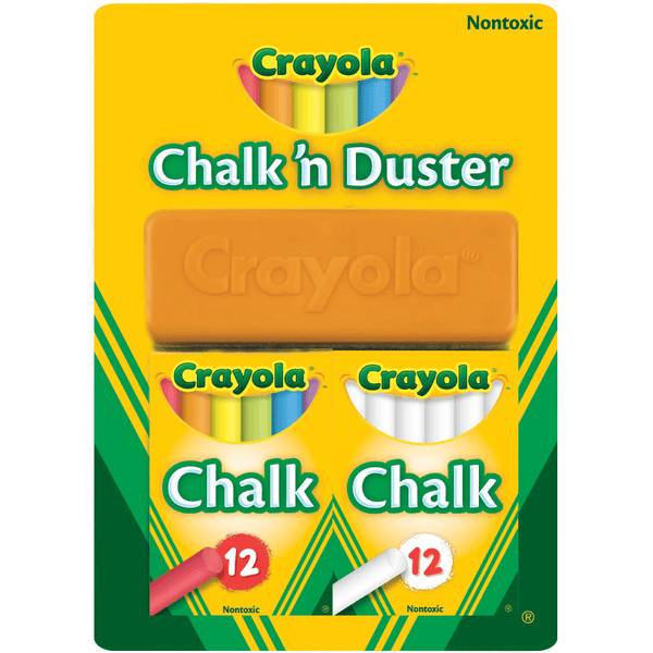 Crayola Chalkboard Duster White & Coloured Chalks Pack Set 51-6009 - SuperOffice