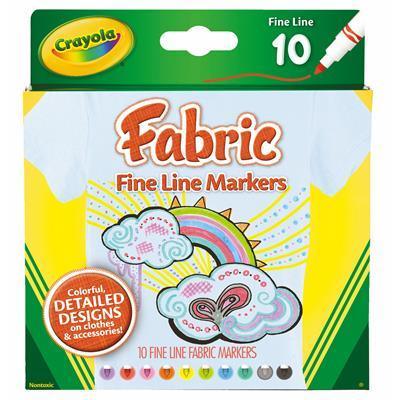 Crayola Fine Line Fabric Markers Pack 10 588626 - SuperOffice
