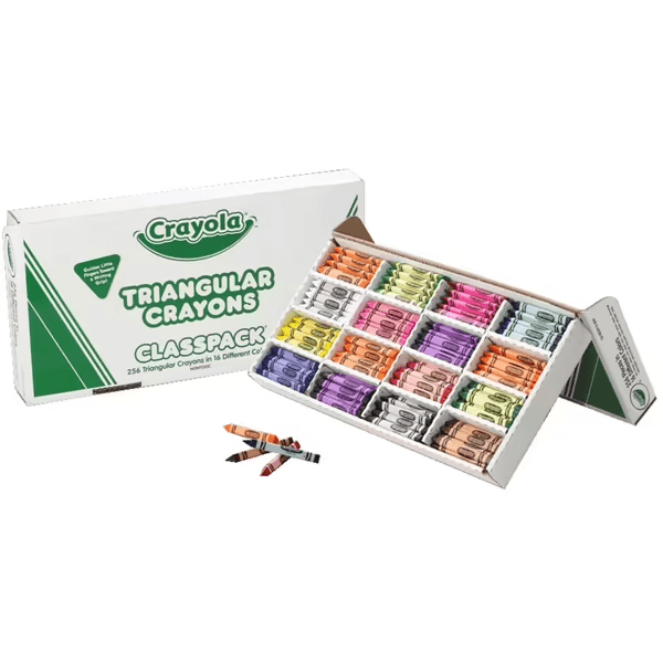 Crayola Triangular Crayons Assorted 16 Colours Classpack 256 Bulk 528039 - SuperOffice