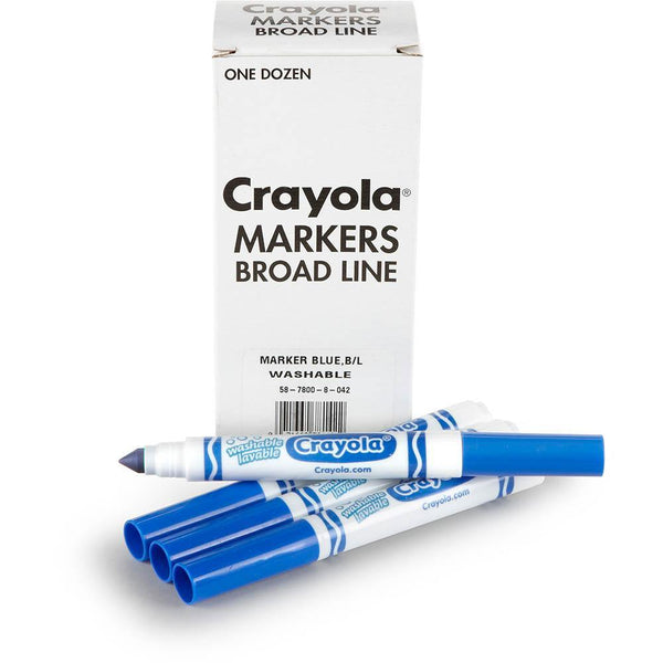 Crayola Ultra-Clean Washable Markers Blue Box 12 58 7800 042 - SuperOffice