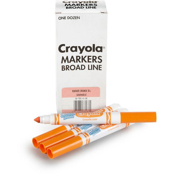 Crayola Ultra-Clean Washable Markers Orange Box 12 58 7800 036 - SuperOffice