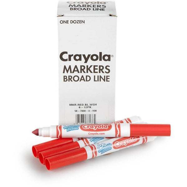 Crayola Ultra-Clean Washable Markers Red Box 12 58 7800 038 - SuperOffice