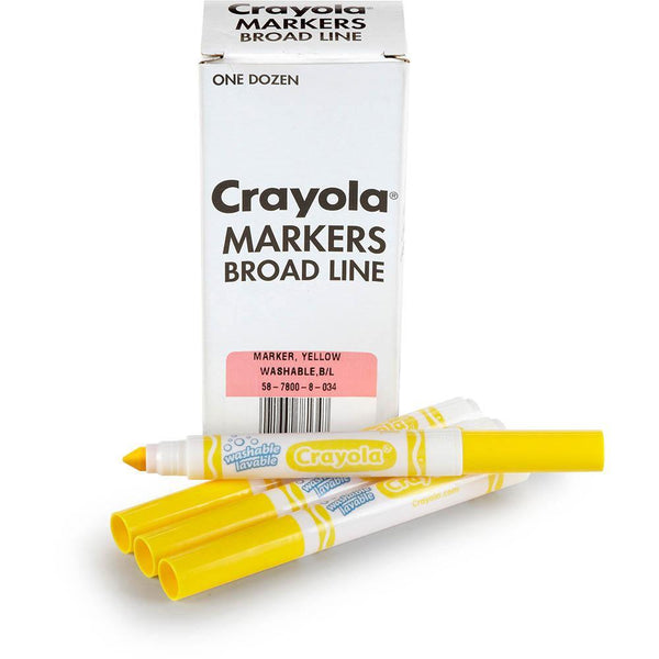 Crayola Ultra-Clean Washable Markers Yellow Box 12 58 7800 034 - SuperOffice