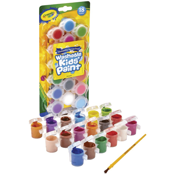 Crayola Washable Kids Paint 18 Set + Brush 54125 - SuperOffice