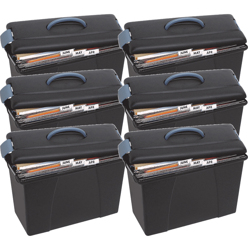 Crystalfile Carry Case Storage for Foolscap Suspension Files Black With Grey Trim Pack 6 8008602 (6 Pack) - SuperOffice