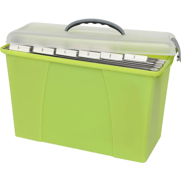 Crystalfile Carry Case Storage for Foolscap Suspension Files Clear Lid / Green Base 8007704A - SuperOffice